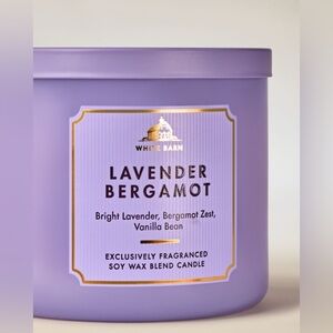 Bath & Body Works White Barn Lavender Bergamot Soy Wax Blend 3-Wick Candle NWT